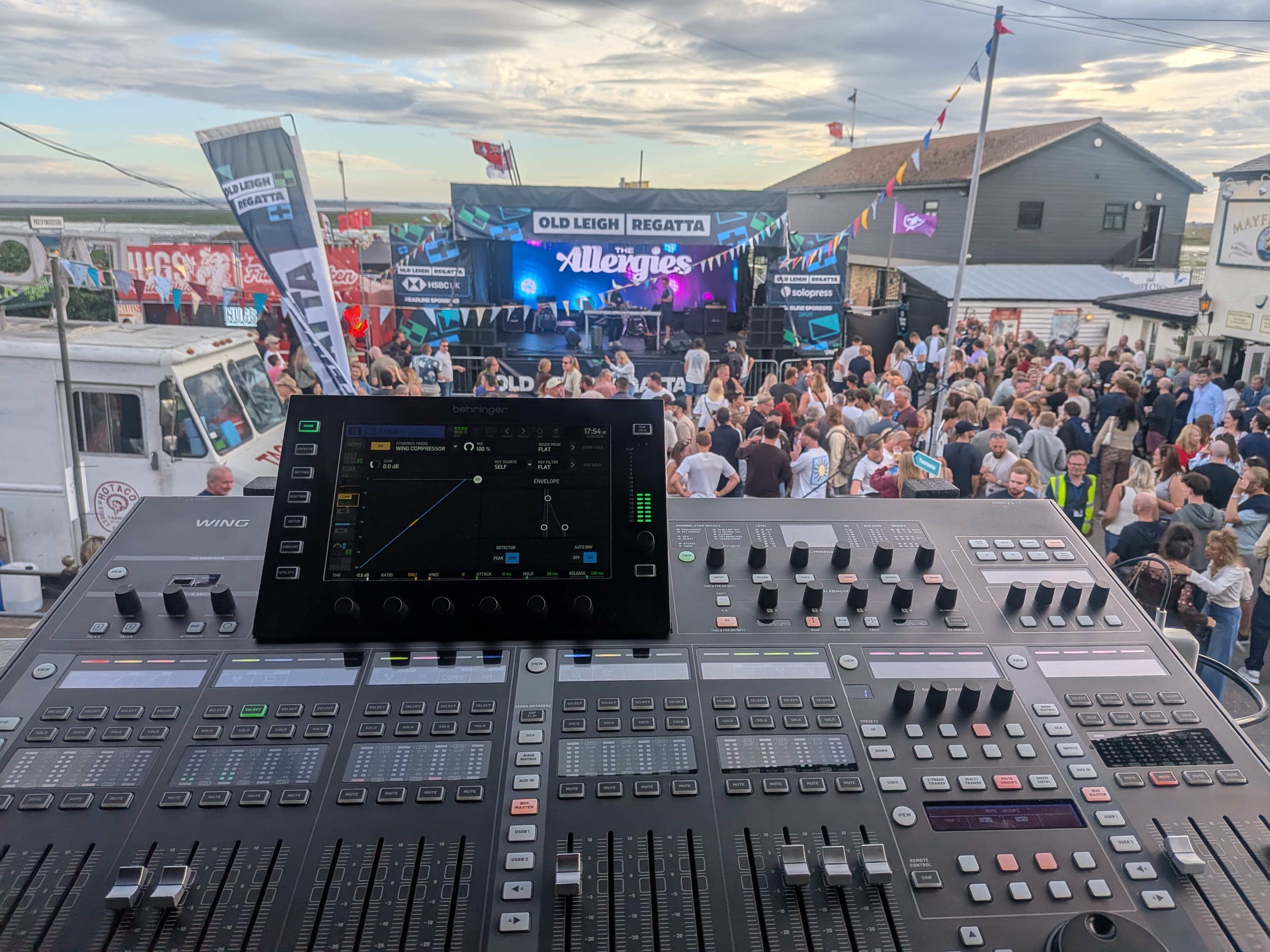 Outdoor festival audience seen from the sound mixing position